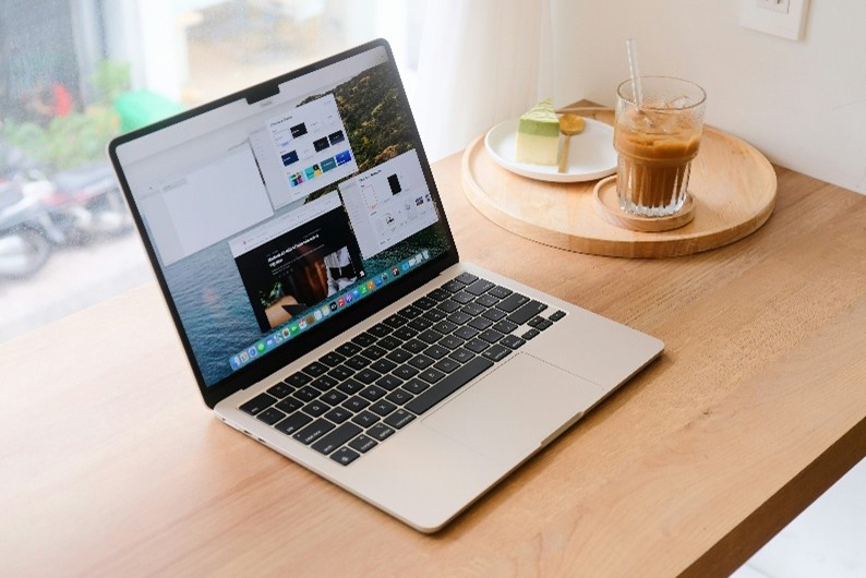 A laptop on a table