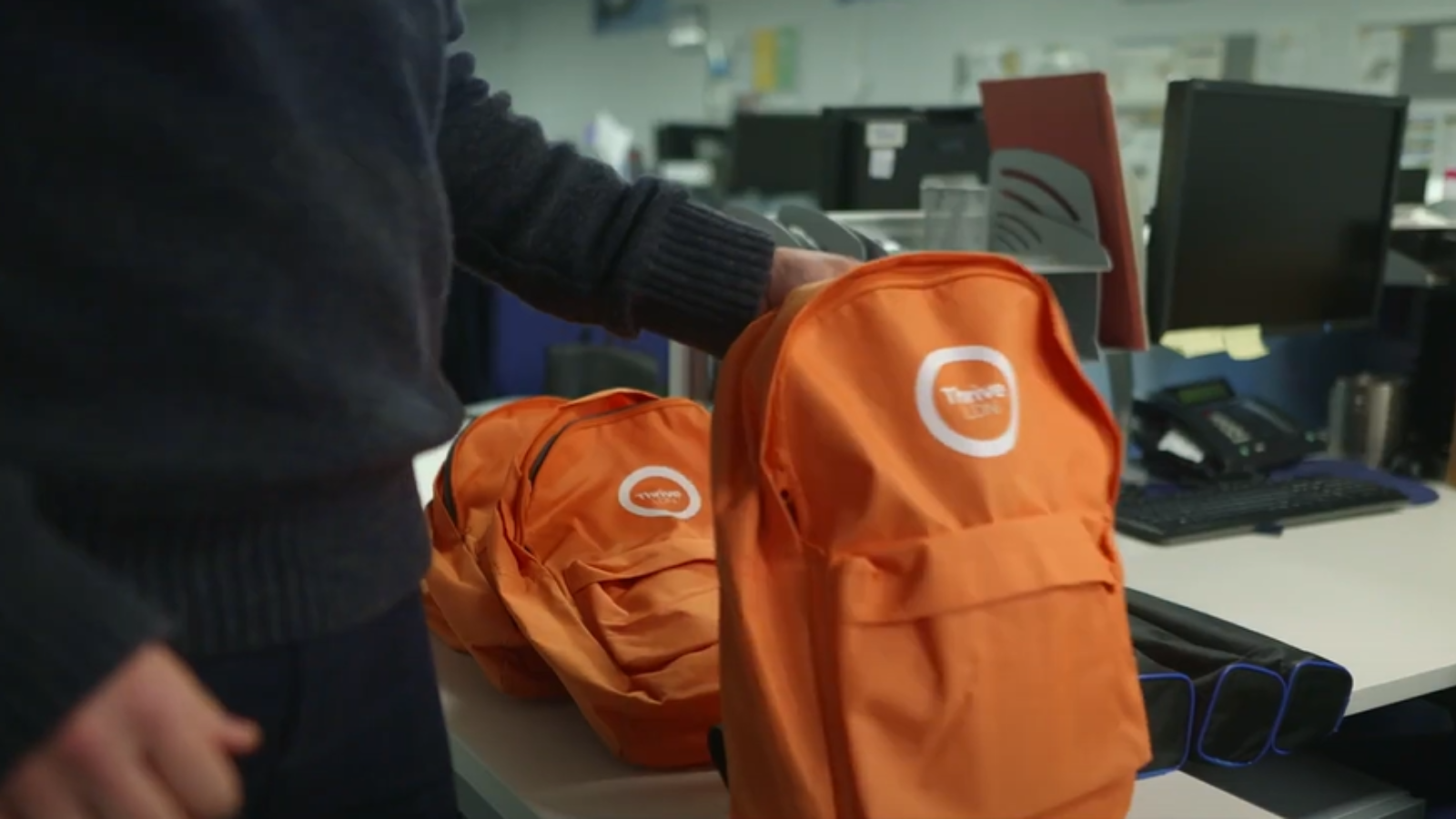Orange grab bag in close up 