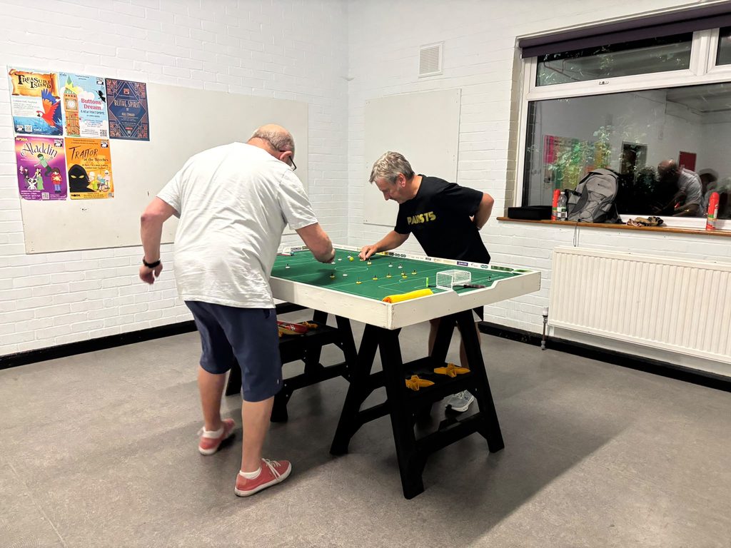 A Subbuteo match in action.