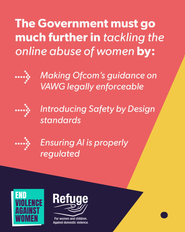 MORE TO BE DONE: EVAW and Refuge call upon the government to better protect women from tech-enabled abuse (image credit: EVAW)